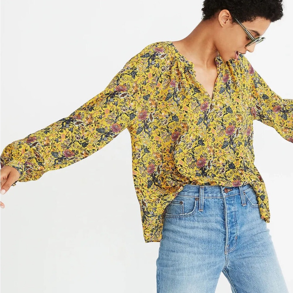 Madewell X Karen Walker Floral Silk Top